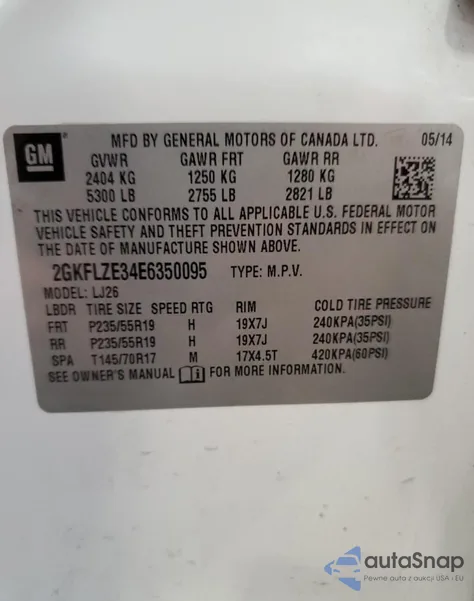 2014 GMC Terrain Denali from USA, damaged, VIN 2GKFLZE34E6350095